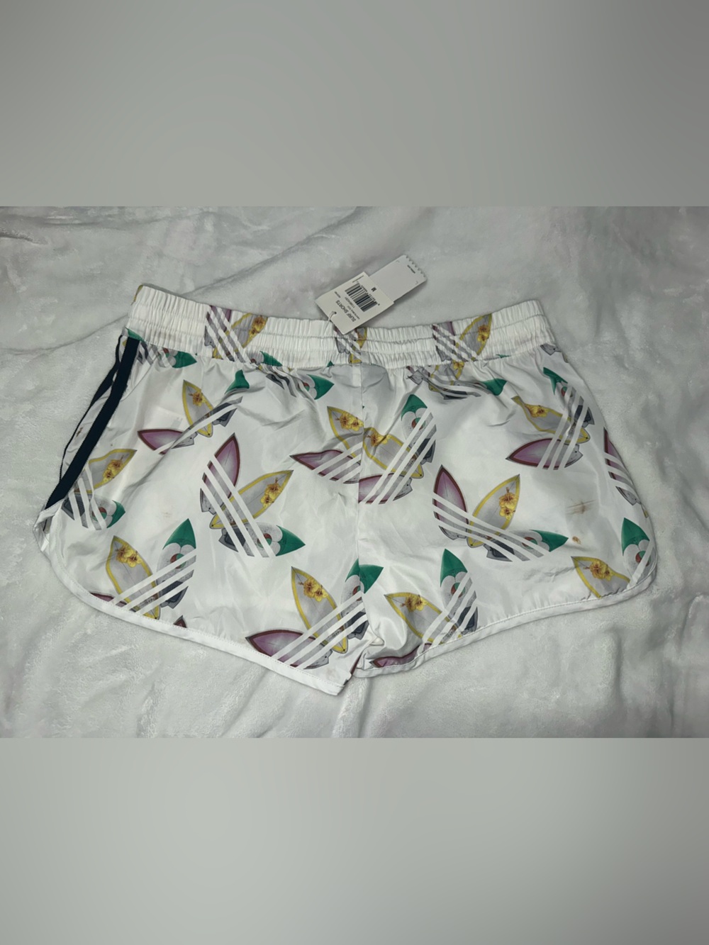 adidas Originals White Surfboard Print Women's Shorts - Picture 5 of 9